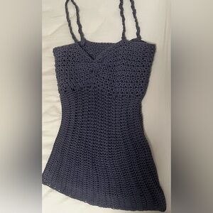 Handmade fitted blue crochet top